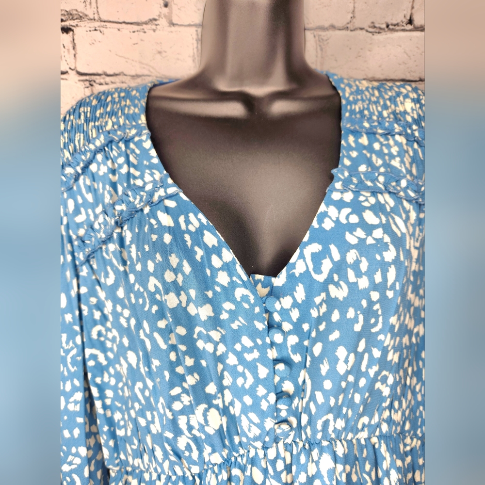 ZARA Blue and White Flowy Spring Dress‎ Size Medium - Picture 2 of 7